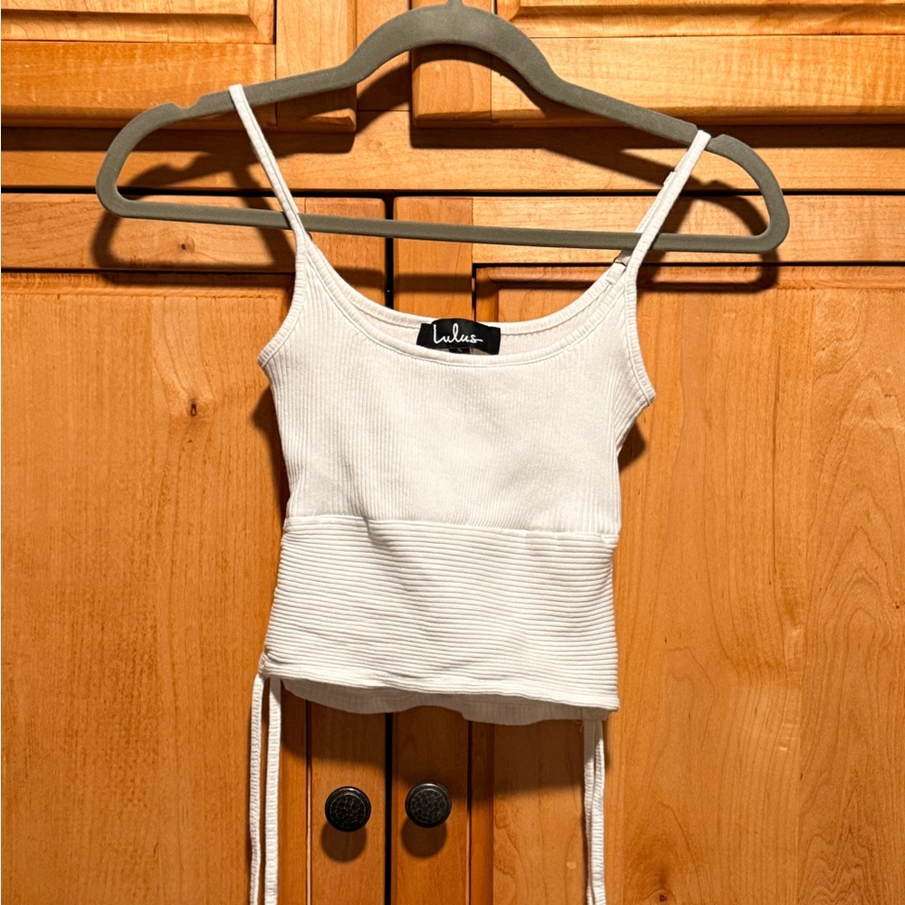 Lulu's White Ribbed Camisole Top